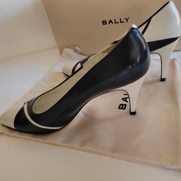 Bally Designer Pumps | Black & White Leather | Size 8.5 M | With Box Dust bag - Picture 7 of 14